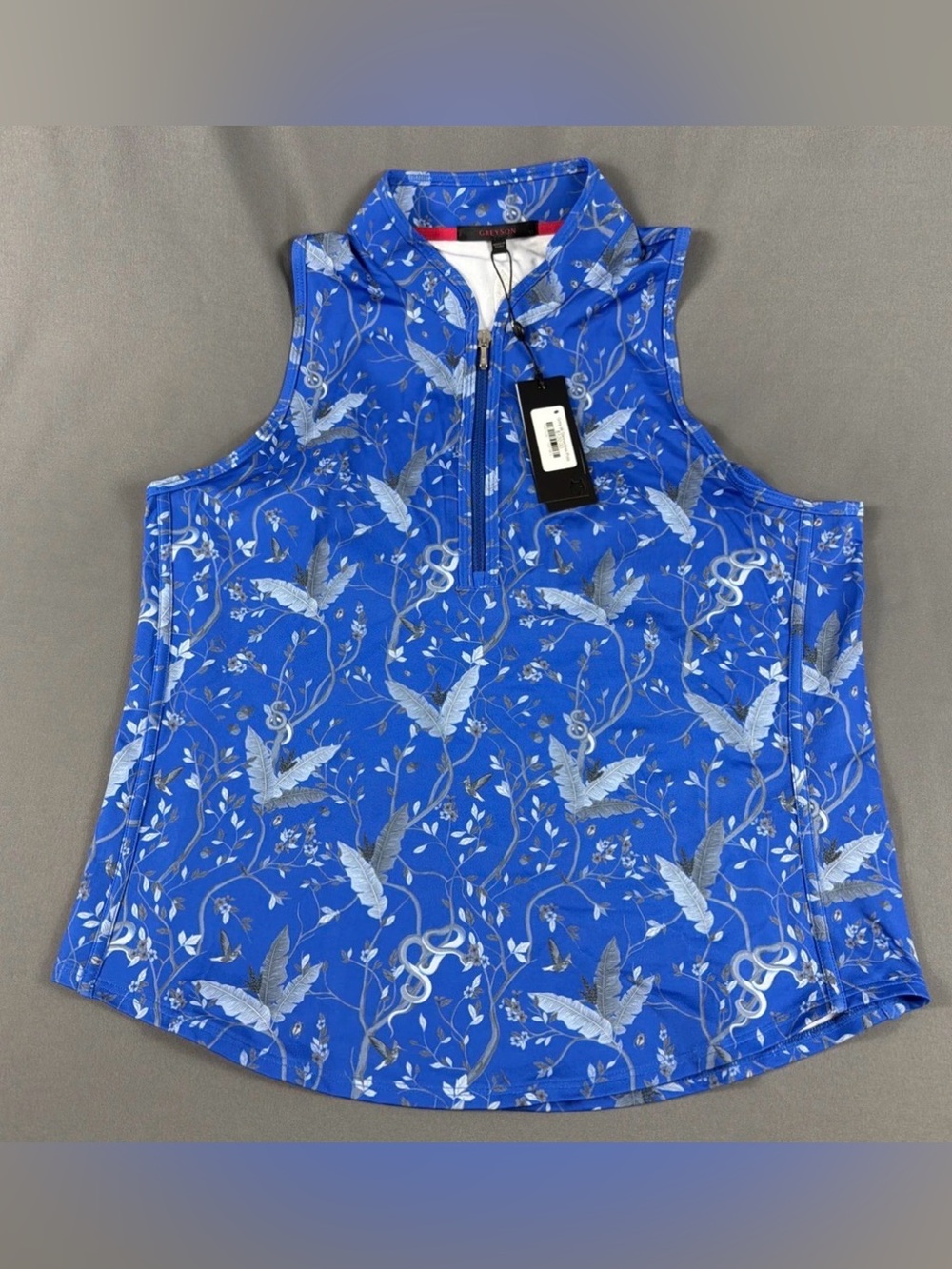 Greyson Womens Golf Shirt SLVLS Vesta Mock Neck Logo XL Zuma Polyester MSRP $120